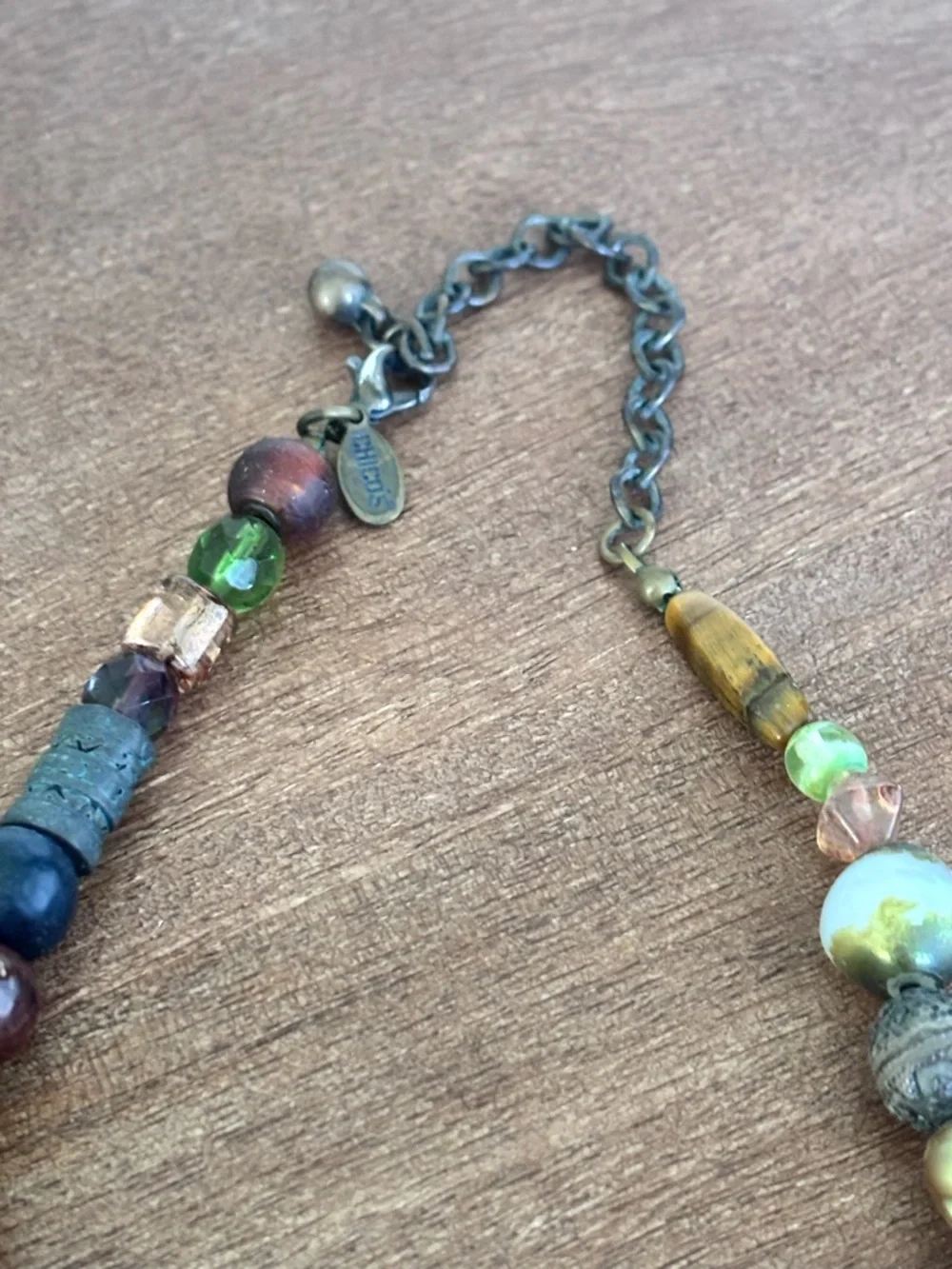 Chico’s Boho Mixed Bead Statement Necklace Earth Tone Anthro Style